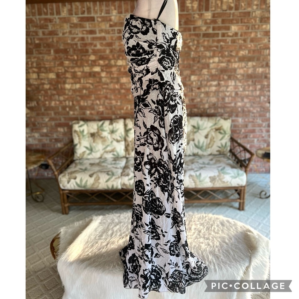 Lillie Rubin Vintage Beaded Strapless White Black Floral Evening Dress 10 Glam - Picture 9 of 16